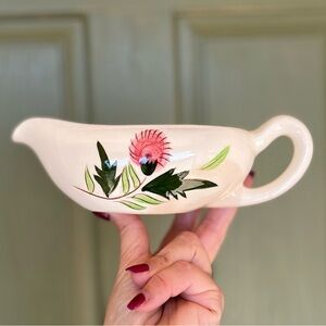 Vintage Stangl Pottery Gravy Boat - Hand-Painted Pink Thistles, Mid-Century